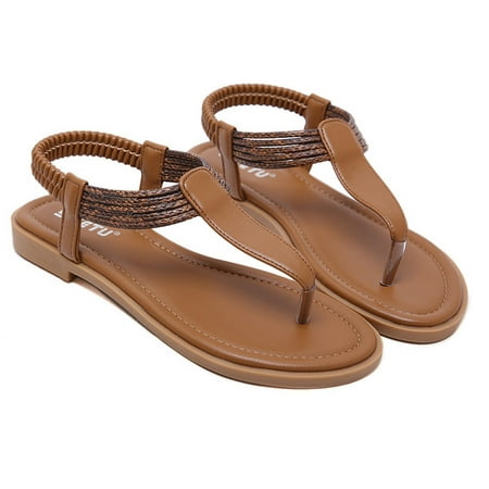 

Kukoosong Sandals Women Sandals Women Beach Vintage Casual Comfortable Shoes Slippers Flat Flip-flops Flat Summer Beach Sandals Brown 42