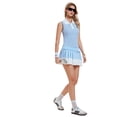 thumbnail image 2 of Top-kevin Tennis Skirt Set for Women Color Block V Neck Golf Pickleball Outfits Pleated Athletic Two Piece Skirts Sets, 2 of 8
