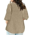 thumbnail image 5 of Olyvenn Plus Size Tops for Women 2025 Solid Summer Tops V Neck Short Sleeve T Shirts Oversized Trendy Dressy Casual Blouses Khaki XXL, 5 of 5