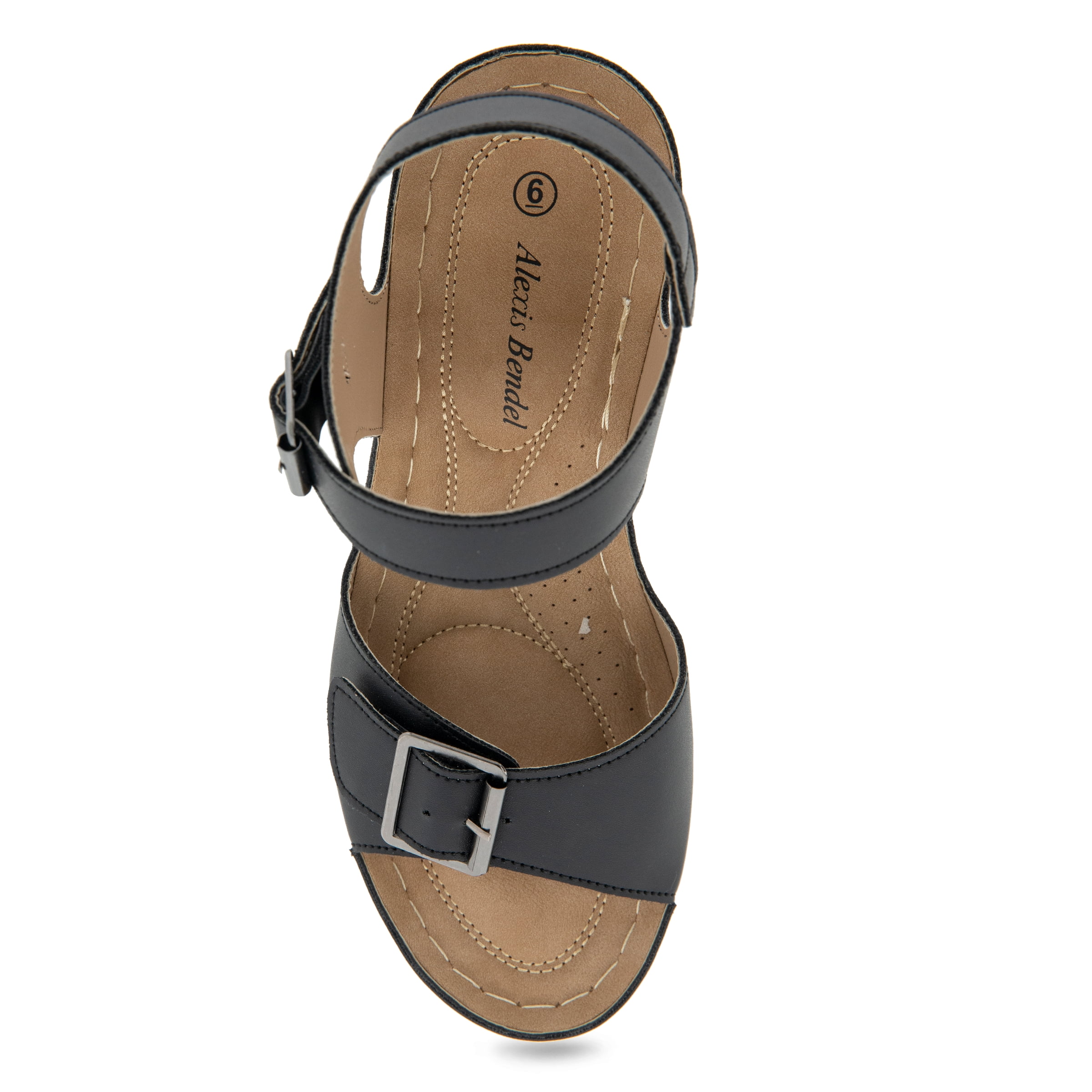 Alexis Bendel Ladies Black PU Wedge Sandals Size 8