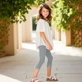 thumbnail image 4 of Lenpel Capri Leggings for Girls Toddlers Soft Comfy Elastic Waist Slim Lounge Yoga Pants Casual Cropped Capris Tights, 4 of 7