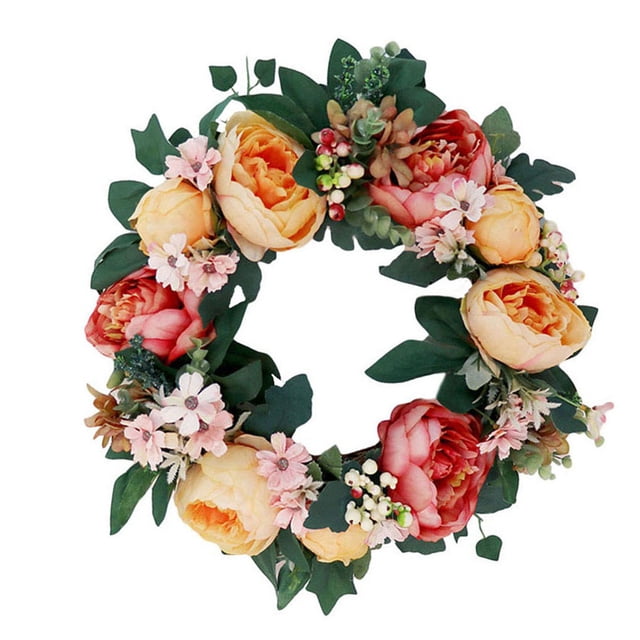 Guirnalda de flores artificiales Simulación de puerta de oficina en casa Decoración floral Colgante Guirnalda de flores falsas, Naranja Amarillo Rosa Vogacara HA9080-02B