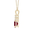 thumbnail image 2 of ANGARA Natural Oval 1.25 ct Ruby Solitaire Pendant with Trio Diamond in 14K Yellow Gold for Women (Size-8x6mm) | July Birthstone, Birthday, Anniversary, Jewelry Gift for Women | Natural Ruby Necklace, 2 of 8