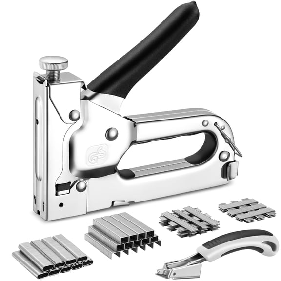 SPBTAR 4-in-1 Stapler Gun, Heavy Duty Staple Gun with 4000 Staples, Manual Brad Nailer Power Adjustment Stapler Gun for Wood, Crafts, Carpentry, and DIY