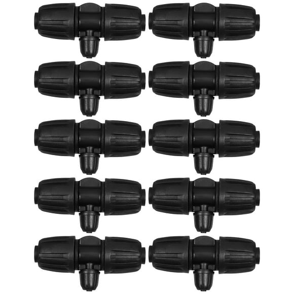10 Pcs Drip Irrigation Fittings Lock Barbed Tee For 1/2 Inch To 1/4 Inch Vinyl Tubing Drip Line Parts 3-Ways Tees Irrigation Connectors For Drip Sprinkler Garden Lawn Systems