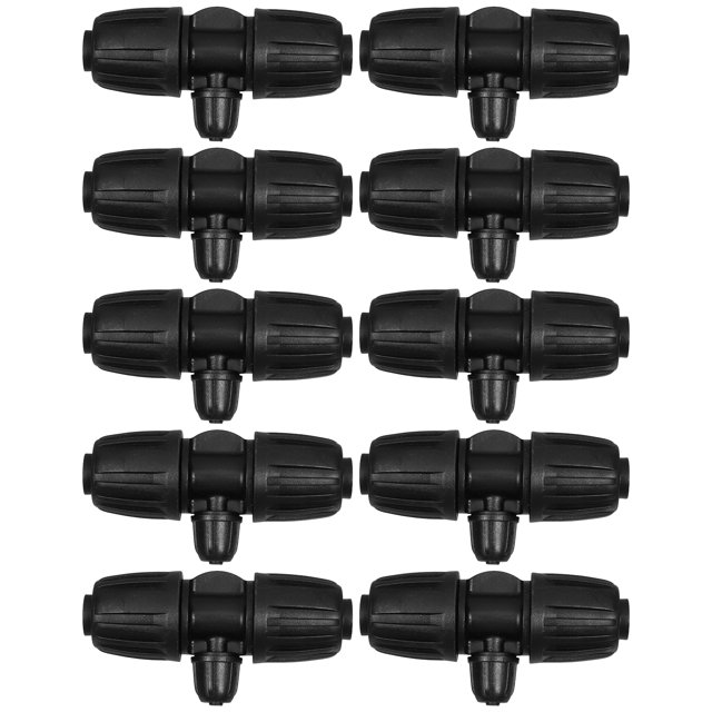 10 Pcs Drip Irrigation Fittings Lock Barbed Tee For 1/2 Inch To 1/4 Inch Vinyl Tubing Drip Line Parts 3-Ways Tees Irrigation Connectors For Drip Sprinkler Garden Lawn Systems