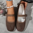 thumbnail image 5 of HXWCHs Women's Casual Low Heel On Shoes with Square toe and Retro Ankle Strap for Comfortable Everyday Walking 6 Brown, 5 of 8