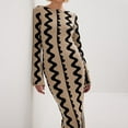 thumbnail image 2 of Robe Maxi Moulante pour Femmes Robe en Tricot à Rayures Ondulées Robe de Soirée (Kaki m), 2 of 6