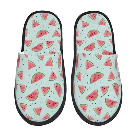 Balery Watermelon Slient Indoor Furry Fleece Comfort House Shoes Soft Non-Slip Home Shoes Cotton slippers House Slippers-- Medium