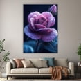 thumbnail image 6 of Mudket Purple Rose with Dew Drops Canvas Wall Art, flower poster, Framed Floral Print, Romantic Wall Decor for Bedroom, Ready to Hang - 12"L x 8"W, 6 of 10