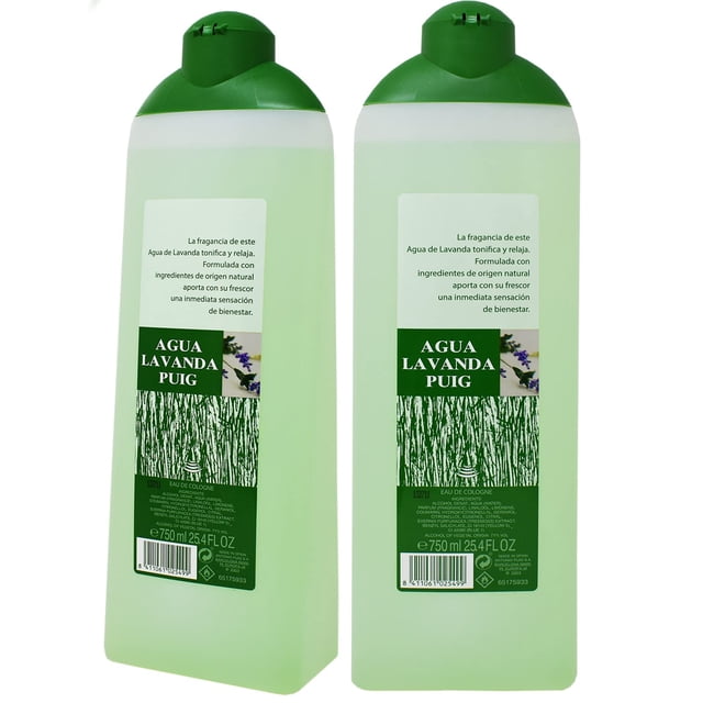 Cologne Puig Agua Lavanda, 750 ml, para después del baño, paquete de 2
