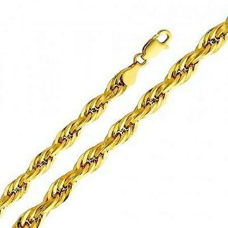 Gold Mens Robe - 14K Yellow Gold Men Women's 5.0MM Silky Hollow Rope Chain Lobster Clasp (22)