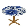 thumbnail image 3 of HAOXIT Blue and White Porcelain Print Round Tablecloth Elastic Fitted Table Cover Washable Elastic Edge Tablecloths for Kitchen Dining Party Fitted Table 54-58, 3 of 8