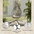 thumbnail image 3 of LeisureMod Single Person Egg Swing Chair Powder-Coated Iron Stand in Black and Steel Chains with Removable Cushions Summit Collection in Light Brown, 3 of 11