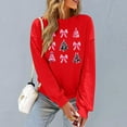 thumbnail image 5 of Craaazy Christmas Long Sleeve Shirts For Women Christmas Tree and Bow Cute Xmas Shirts Round Neck Sweatshirt Santa Pullover Snowman Sweatshirts Womens Tops, 5 of 6