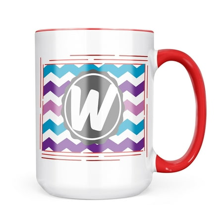 

Neonblond Monogram W Purple Blue Chevron Mug gift for Coffee Tea lovers