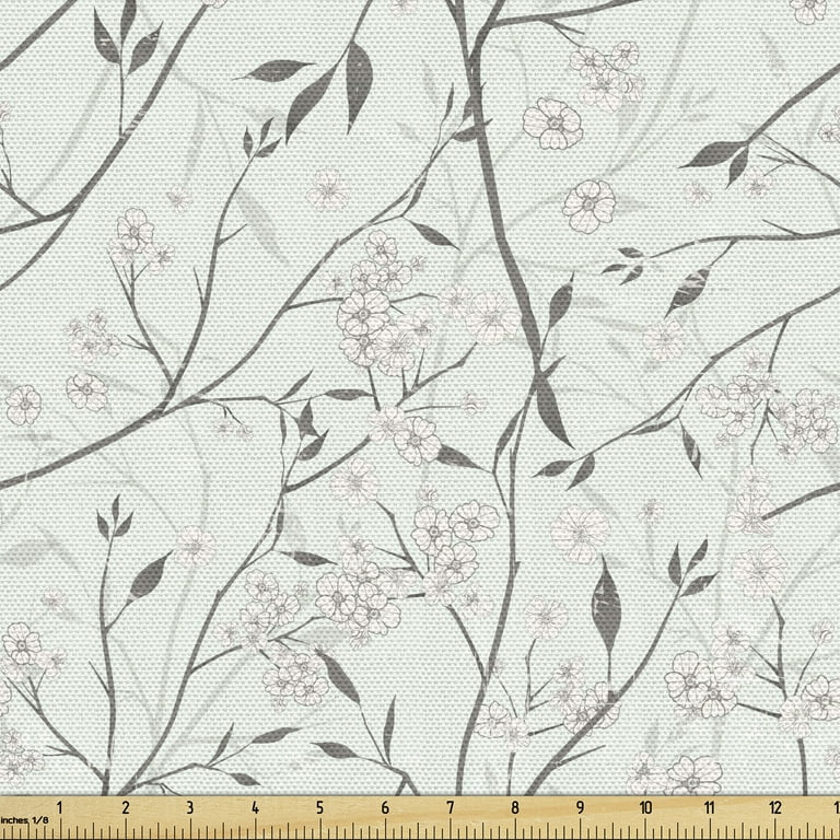 Grey and Mint Fabric by the Yard, Rustic Branches White Buds Purity of  Untouched Nature Theme, Decorative Upholstery Fabric for Chairs & Home  Accents
