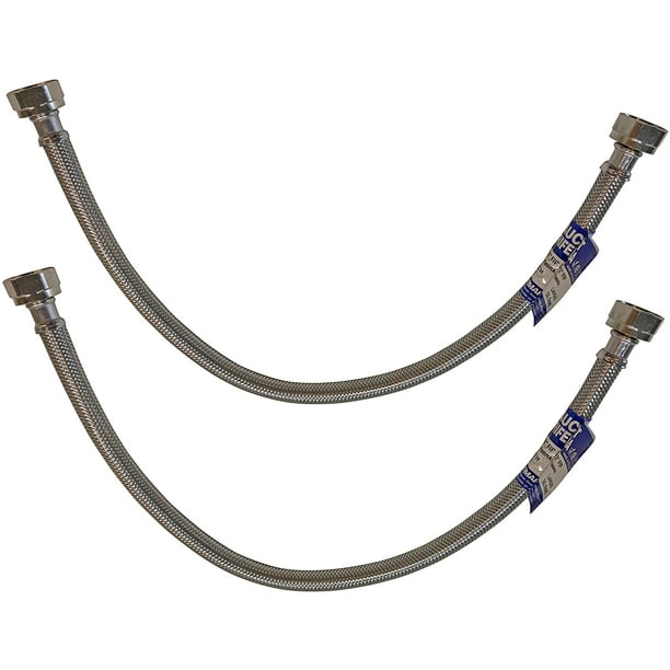 Eastman 20 Supply Line Steel Flex Long Faucet Connectors 2 Pack 1 2 Fip X 1 2 Fip Walmart Com Walmart Com walmart