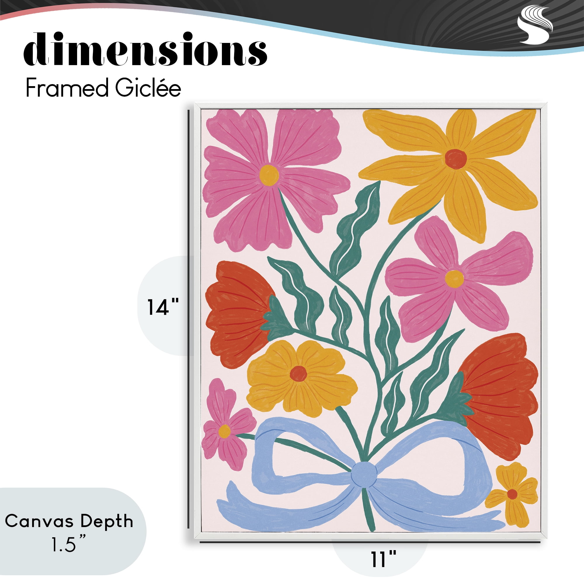 Stupell Industries Mid Century Fresh Florals White Framed Giclee Art, design by Lisa Barlow