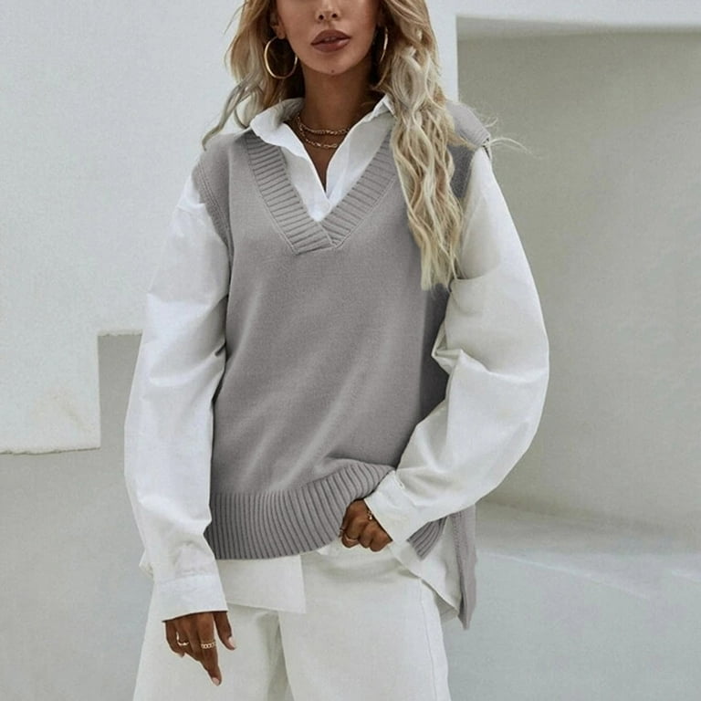 V neck hot sale sweater with suit