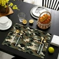 thumbnail image 4 of Classic Camo Green Brown Pattern Summer Placemats Table Placemats Set Of 4-Linen Kitchen Washable Placemats Table Mats 11.8"x17.7" Non-Slip Heat Resistant, 4 of 6