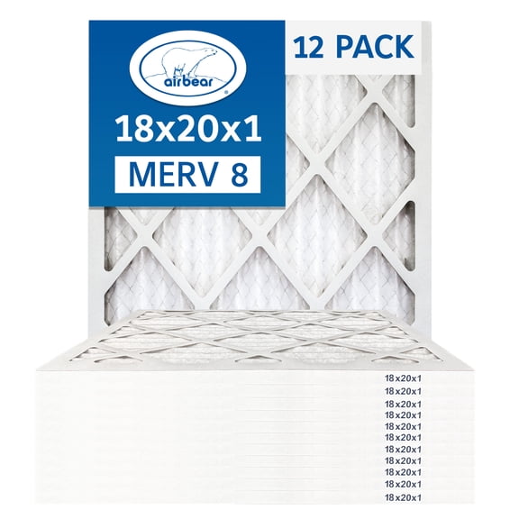 Air Bear MERV 8 18x20x1 Pleated Air Filter 12-pack (Actual Size: 17.5x2x19.5x.75)
