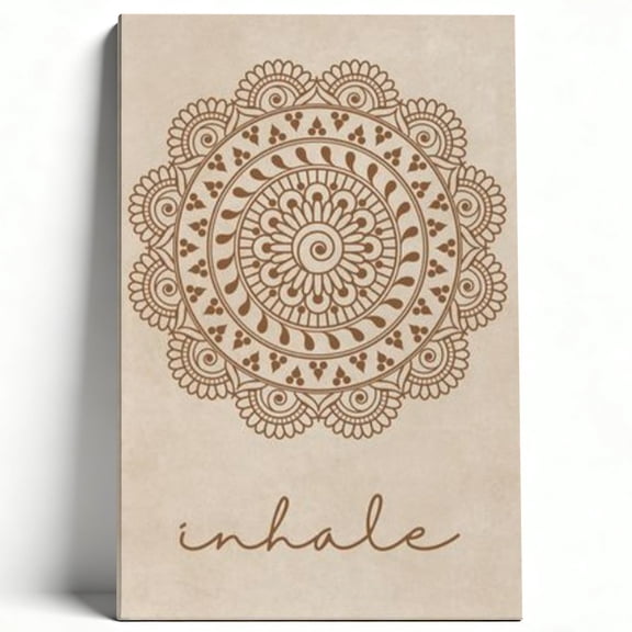 Inhale Boho Mandala Framed Canvas Wall Art - Mindful Yoga Decor For Meditation Room, Neutral Bohemian Spiritual Art Print 8*12inch(20*30cm)