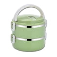 thumbnail image 1 of Toystoory Contenedor de comida apilable de acero inoxidable a prueba de fugas para adultos y niños, fiambrera grande Mostrada Verde 2 capas, 1 of 6