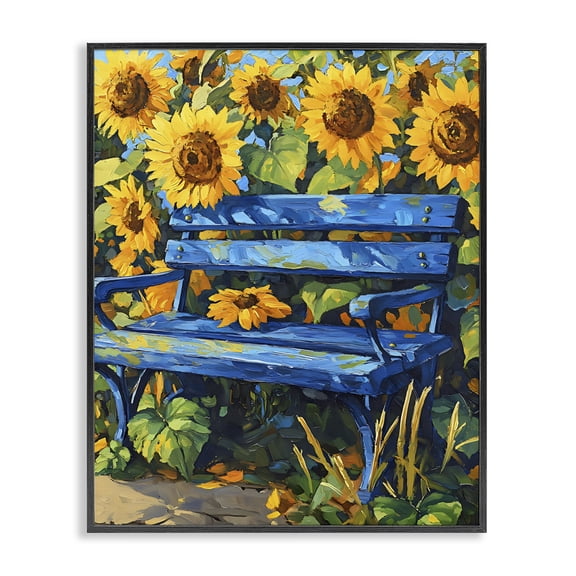 Stupell Industries Contemporary Bench in Sunflower Field Black Framed Giclee Art, 11 x 14, by Creative Studio