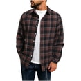 thumbnail image 3 of TKKCS Mens Long Sleeve Plaid Button Down Shirts- Turn Down Collar Layering Casual Midweight Flannel Jacket Shirt Brown Size L, 3 of 10