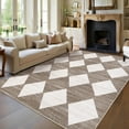thumbnail image 2 of Hasoo Washable Indoor Rugs 5x7 Geometric Rugs for Living Room Modern Trellis Carpet for Bedroom, White Brown, 2 of 6