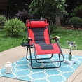 thumbnail image 2 of MF Studio Oversized Padded Zero Gravity Chair Adjustable Camping Lawn Chair with Cup Holder, Red, 2 of 8