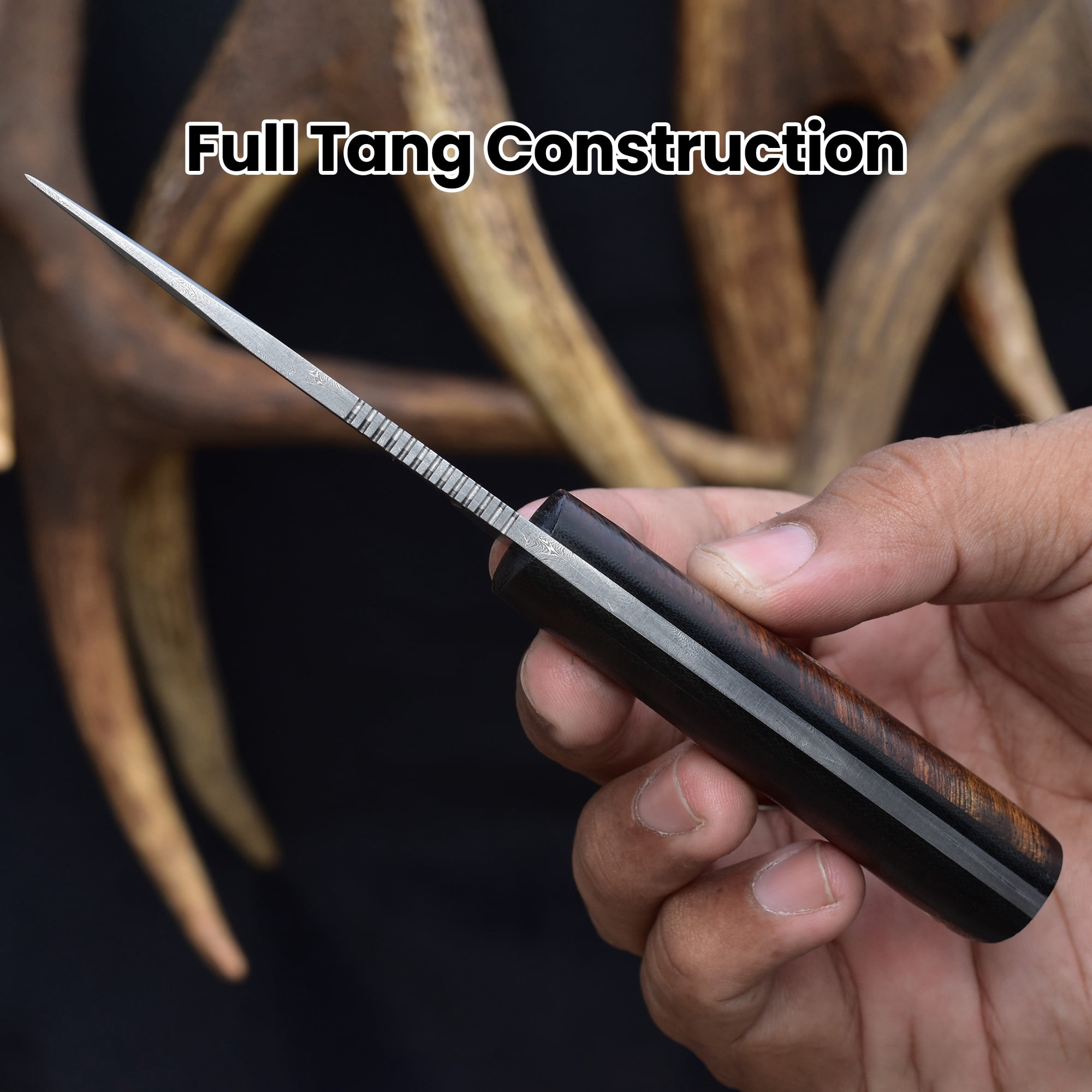 Knives Ranch 4402 Damascus Steel Fixed Blade Knife with Rosewood Handle – Hand Forged Hunting Knife, Razor Sharp Outdoor Camping Survival Knife