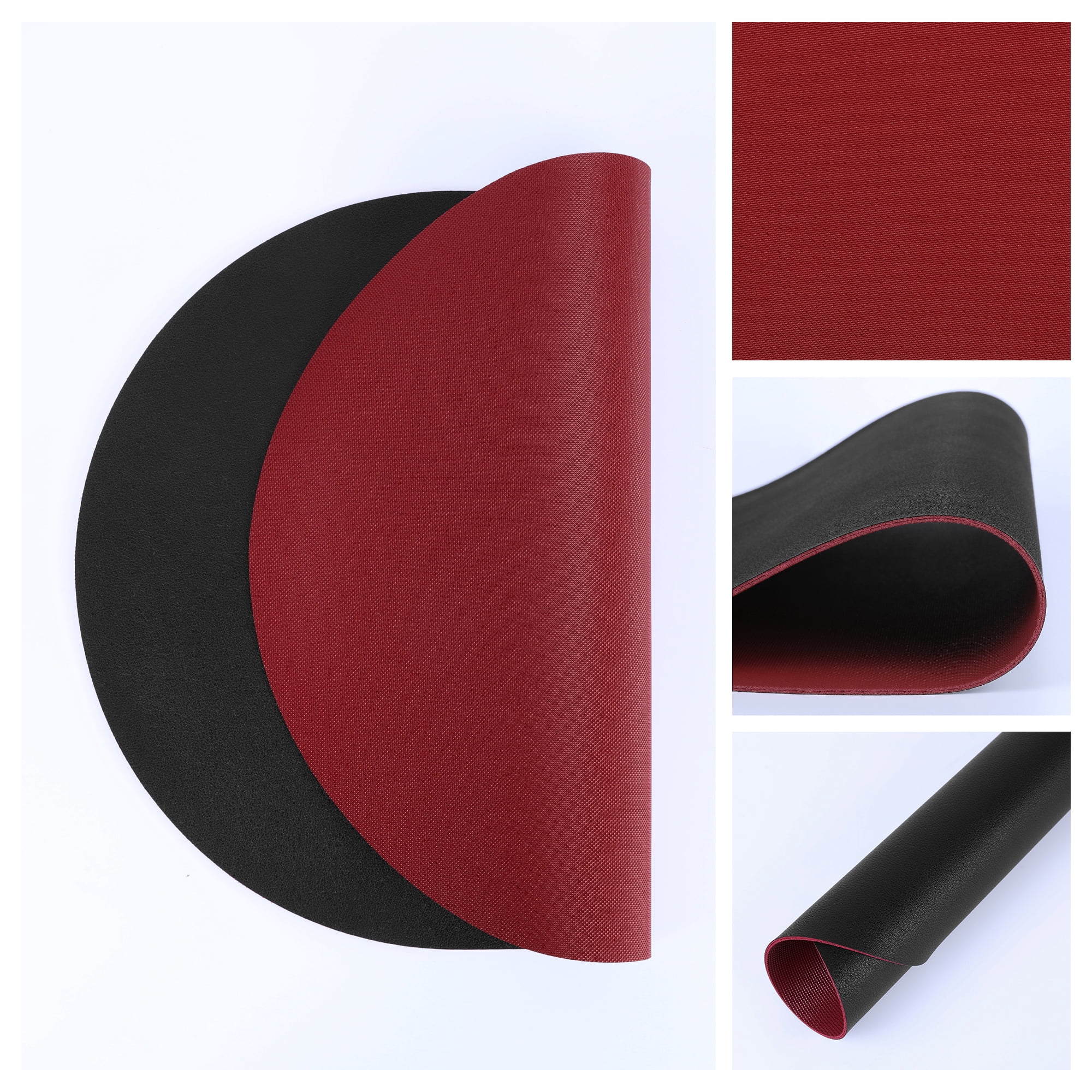 Unique Bargains Set of 6 Leather Table Placemats for Dining Table Decor Black Red