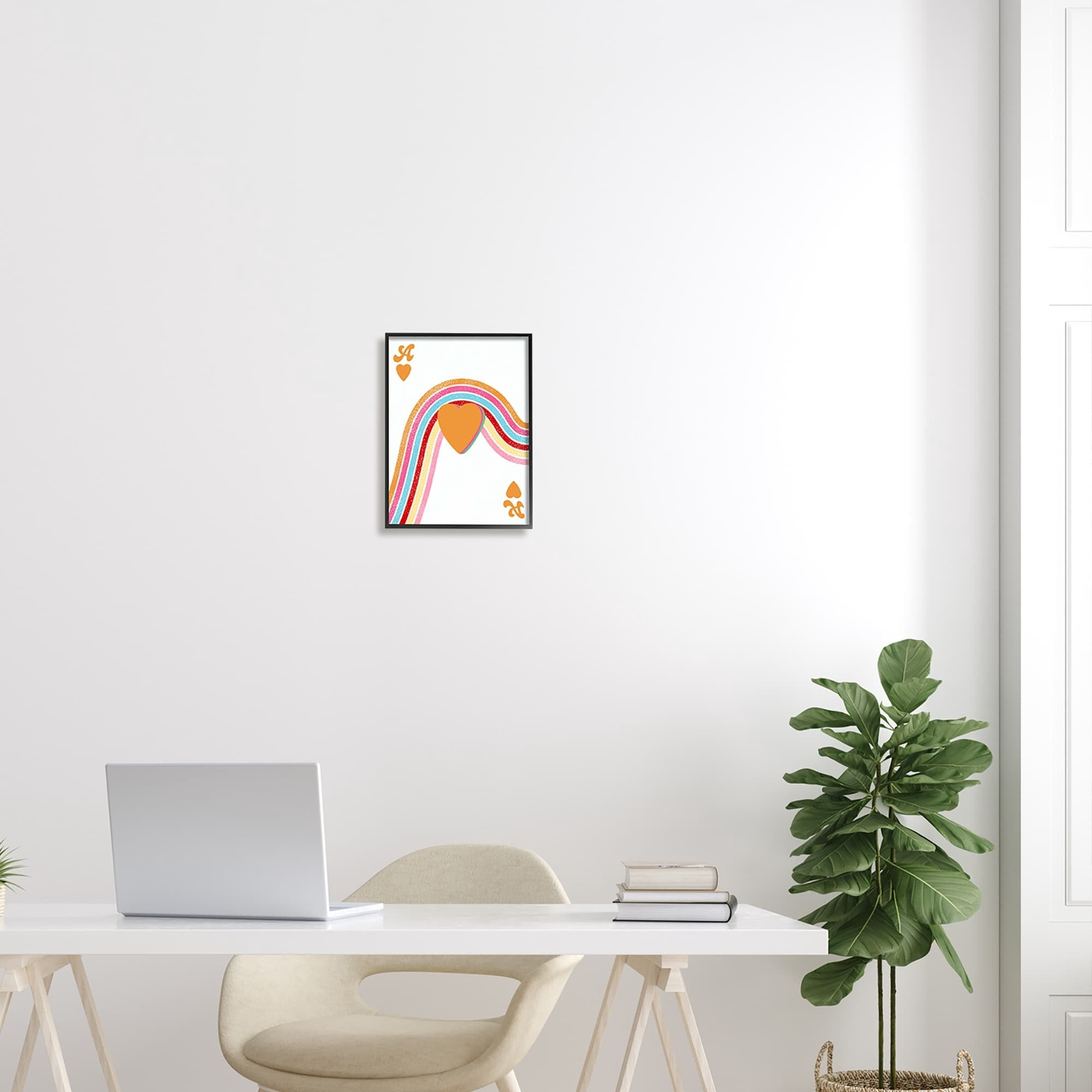 Stupell Industries Ace Of Hearts Rainbow Shapes Religious Painting Black Framed Art Print Wall Art