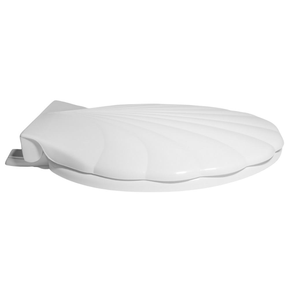 Centoco HP30SLC-001 Sea Shell Design Round Plastic Toilet Seat with Lift & Clean, White