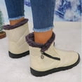 thumbnail image 4 of Rokment Women's Winter Snow Boots Cold Weather Thermal Plush Lined Lightweight Non Slip Zip up Wedge Low Heel Mid Calf Short Booties for Elderly Women Work Walking White Size 7, 4 of 7