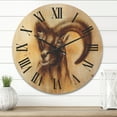 thumbnail image 2 of Designart 'Abstract Portrait of Wild Ram With Mighty Horns I' Modern Wood Wall Clock, 2 of 5