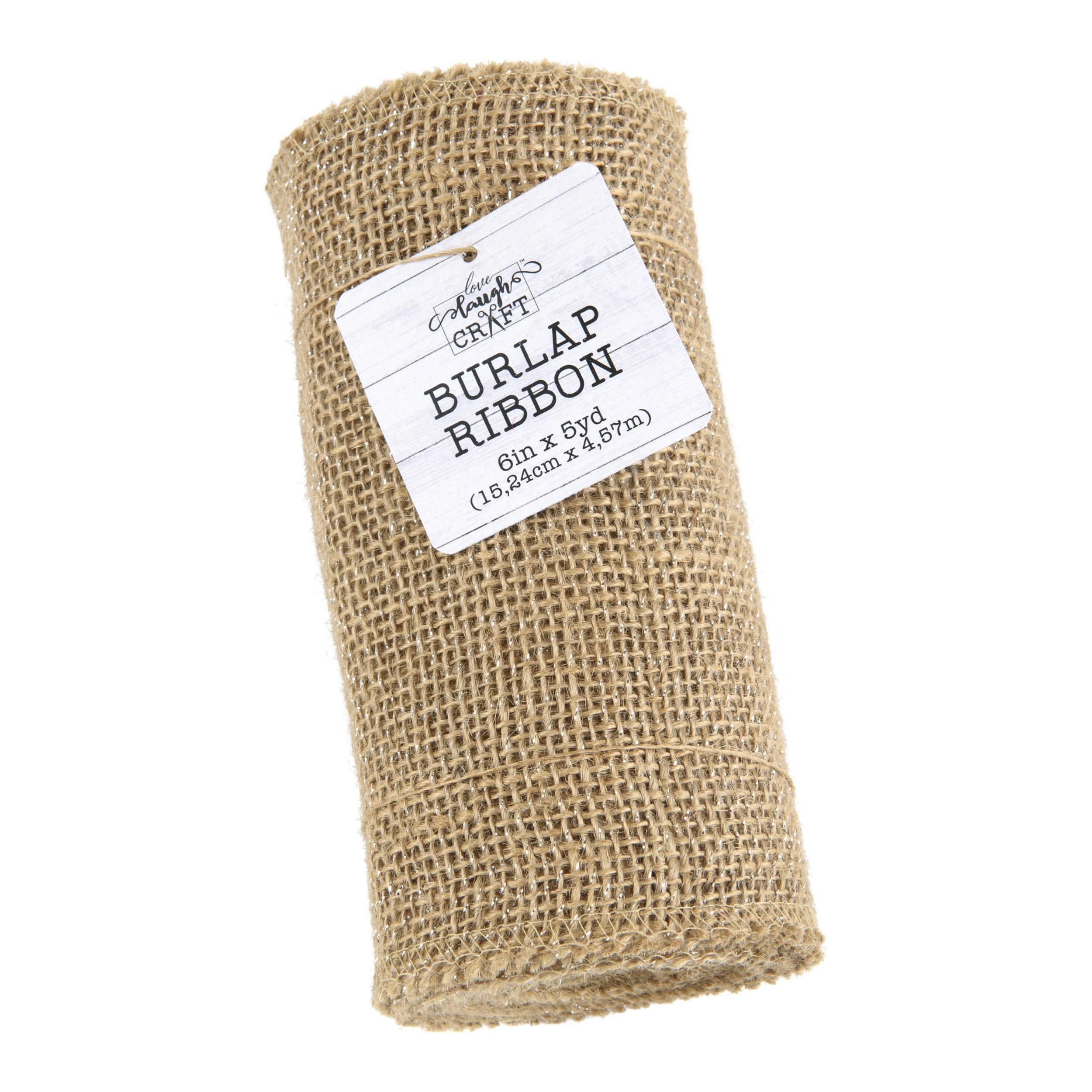 Love, Laugh, Craft Jute Burlap Roll Precut, 6"W x 5-Yards, 7 Rolls, 740-25KIT, Brown/Silver Tinsel