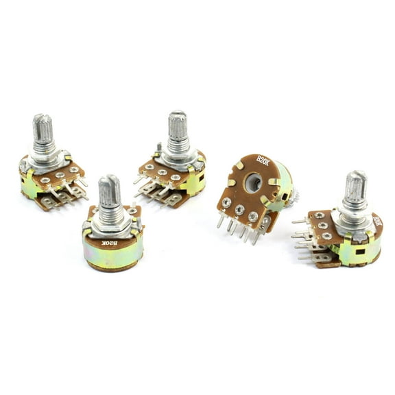 5Pcs B20K 20K Ohm Dual Linear Taper Pot Carbon Film Potentiometers 250V