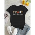 thumbnail image 2 of Camisetas de verano para mujer, manga corta, cuello redondo, casual, lindo, con gráficos, camisetas básicasChic Teacher-Inspired Abstract Print Women's T-Shirt - Casual Crew Neck, Short Sleeve, Stre, 2 of 7