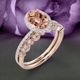 thumbnail image 3 of Bridal Ring Set Art Deco 2.25 Carat Oval Cut Morganite And Diamond Moissanite Engagement Ring, Wedding Ring in 10k Solid Rose Gold, Gift For Her, Gift For Woman, Promise Ring, Anniversary Gift, 3 of 3