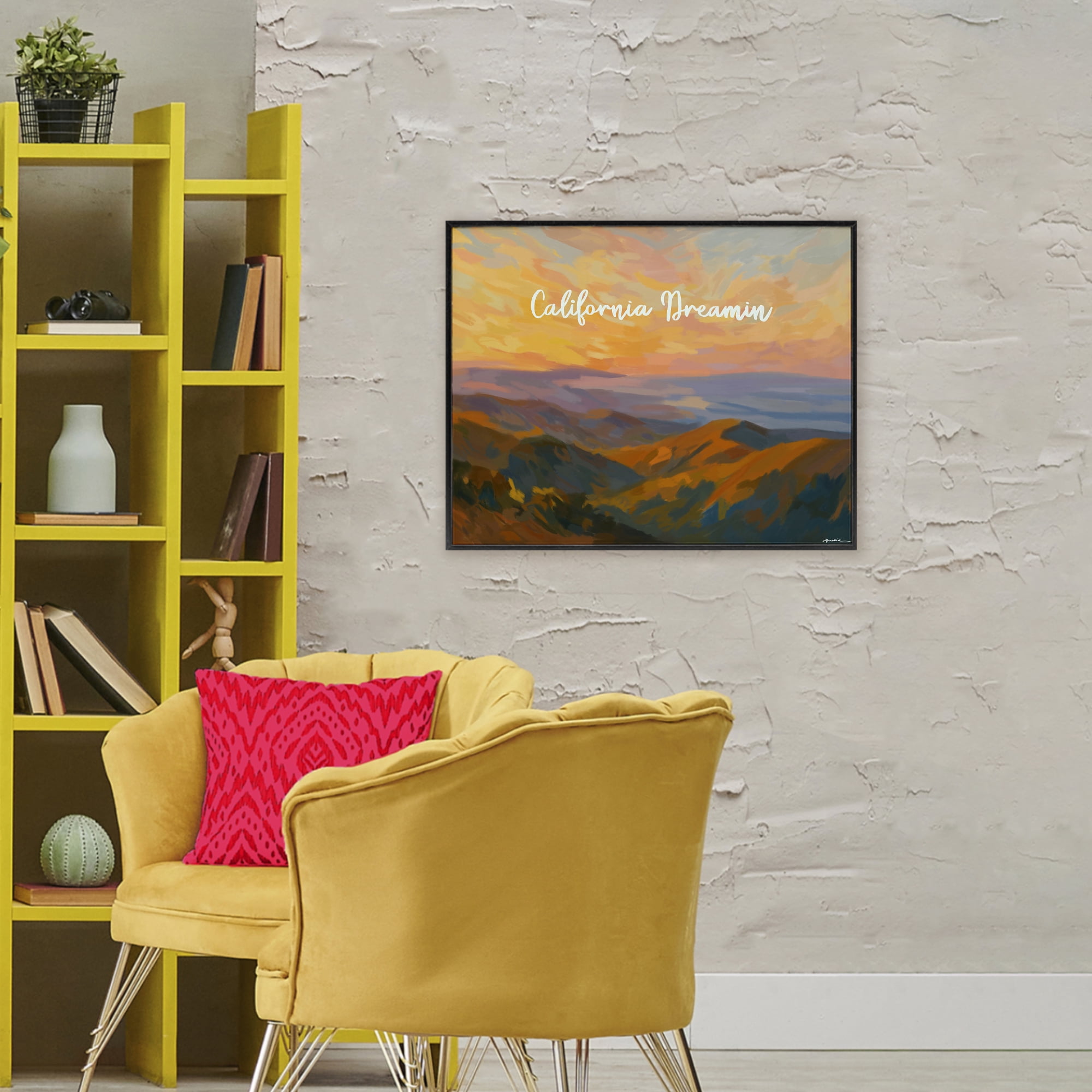 Stupell Industries California Dreamin' Mountains Black Framed Giclee Art, design by Amelia Noyes