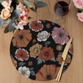 thumbnail image 3 of Vintage Peony Round 15 Inch Placemats Set of 4, Summer Botanical Retro Art HeatResistant Non Slip Place Mats for Dining Table, Wipeable Braided Kitchen Table Mats for Housewarming, 3 of 9