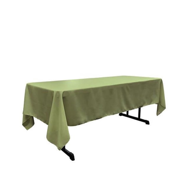 LA Linen Nappe Rectangulaire Popeline Sauge Foncée 60 x 144 Po. Polyester