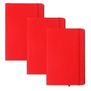 Angle View: Irfora 3Pcs Leatherette A6 Journal Writing Notebook Elastic Band Lined Paper School Office Supplies (Red)