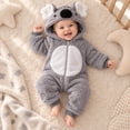 thumbnail image 6 of CUZIBR Halloween Girl Boy Fuzzy Onesie Animal Romper Jumpsuit Hooded Zip Up Long Sleeve Eye-Catching Trick or Treat Clothes,Grey,0-1 Months, 6 of 9