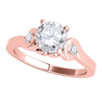 Mauli Jewels 1/2 Carat Halo Diamond Engagement Ring for Women in 10K Solid Rose Gold, 4-Prong Bridal Wedding Proposal Ring