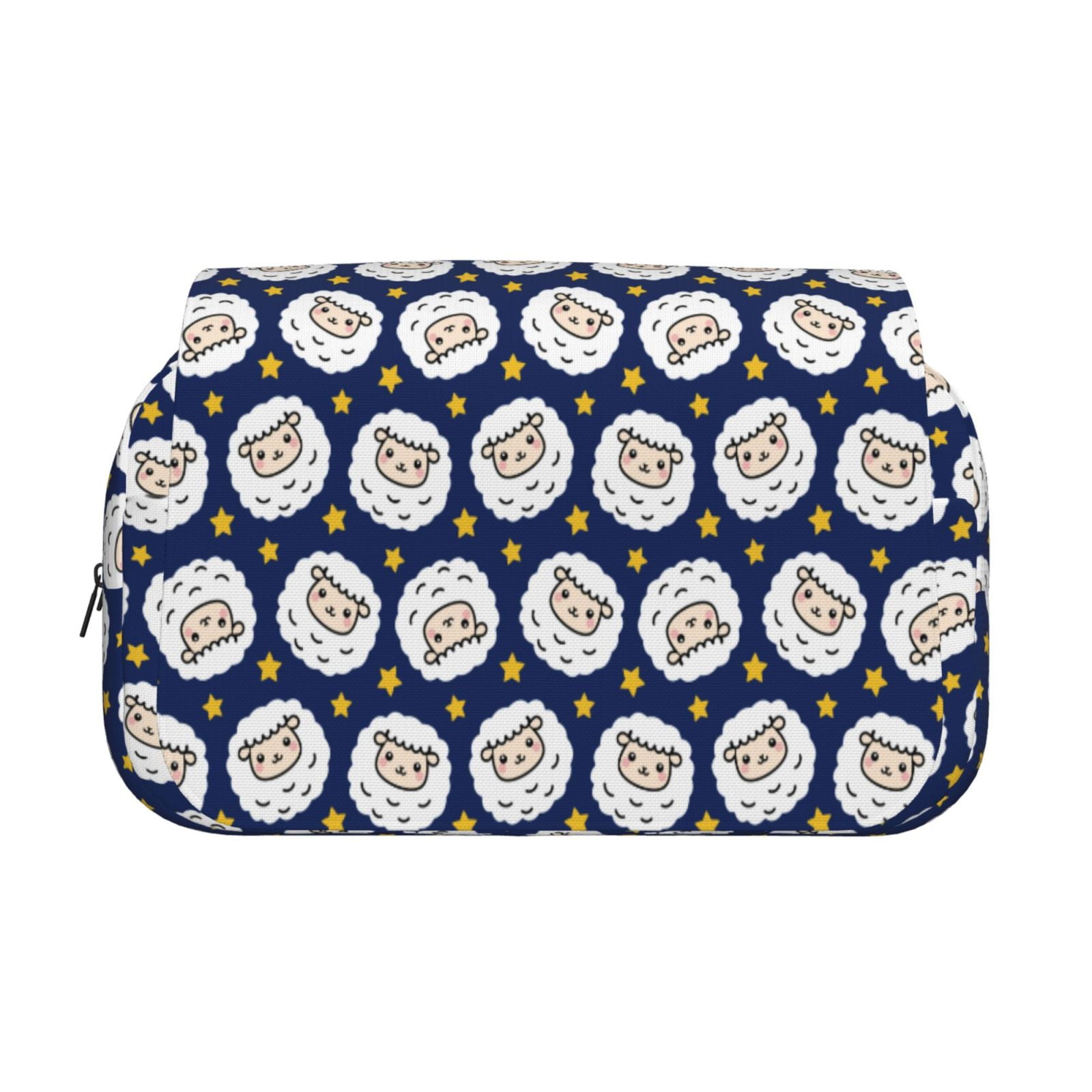 Rateoe Cute Sheep With Star Pattern Double Clamshell Pen Case, Storage Organizer with Two Zipper Compartments– Holds Up to 50 Pencils & Pens