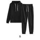 thumbnail image 2 of Sonducket El chándal con capucha de los deportes del poliéster para las mujeres cómodas y elegantes suda las sudaderas con capucha del conjuntos de ropa negro+S, 2 of 6